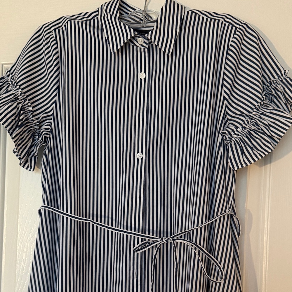 NWOT- J. Crew Navy and White Striped Button-Front Maxi Dress - Picture 6 of 7